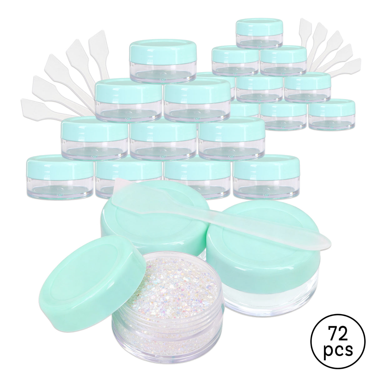 72PCS 10G Makeup Cream Cosmetic Sample Jars with Spatulas - Reusable Acrylic Containers