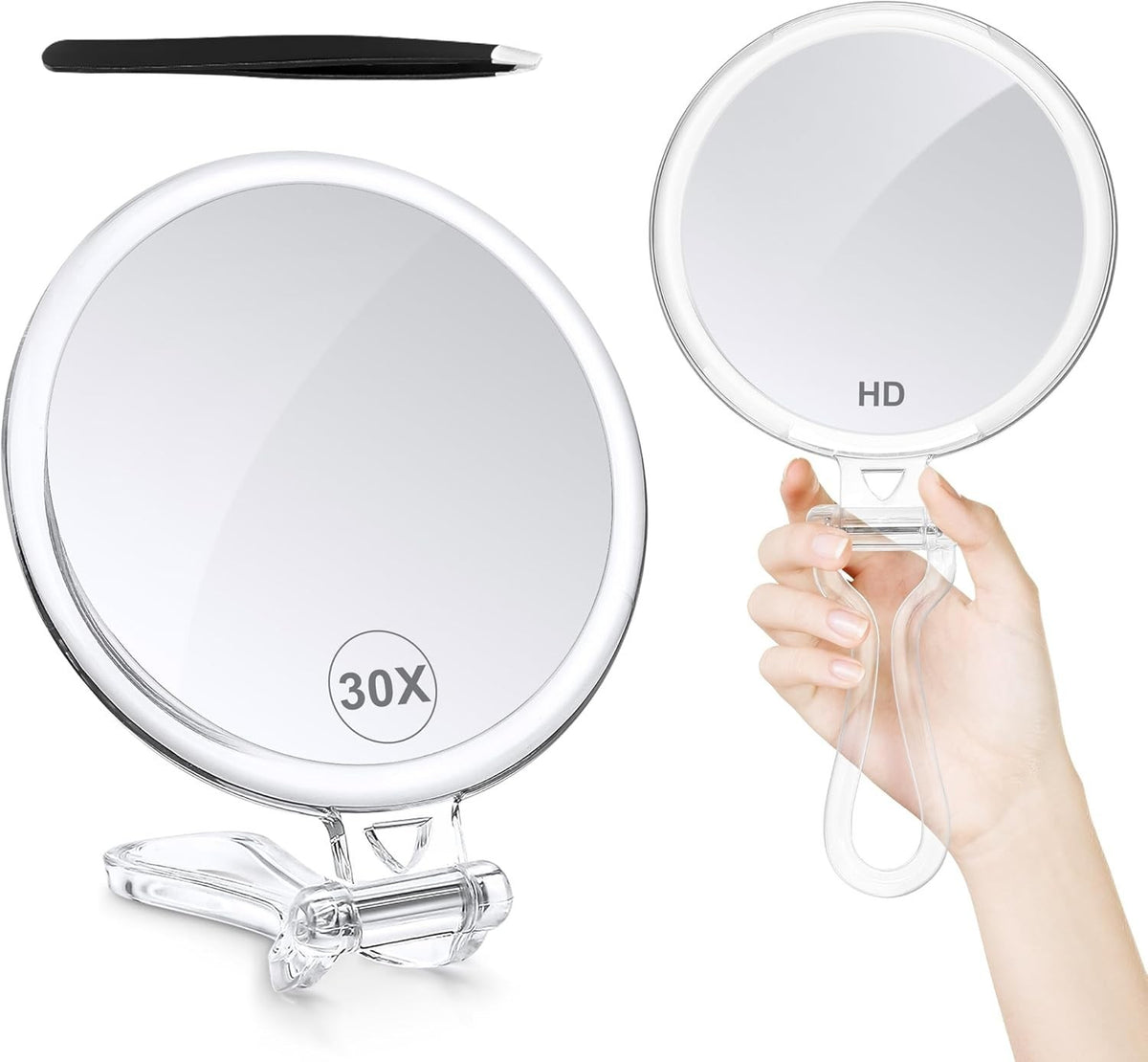 Upgraded 30X Magnifying Lighted Makeup Mirror with 3 Light Modes, Adjustable & Rechargeable