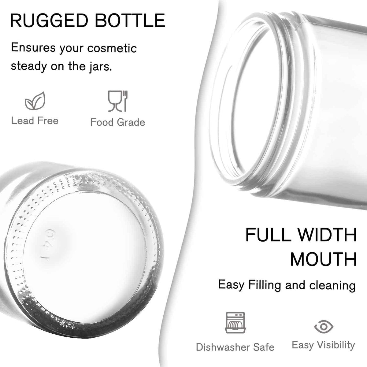 4 Pack 1oz Small Reusable Glass Jars with Airtight Lids for Cosmetics & DIY