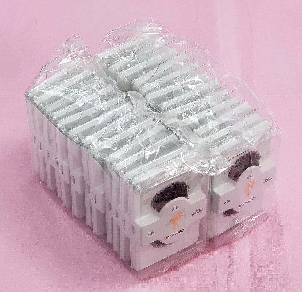 Human Hair False Eyelashes Style 20 - Natural Touch, Handmade, 12 or 24 Pack