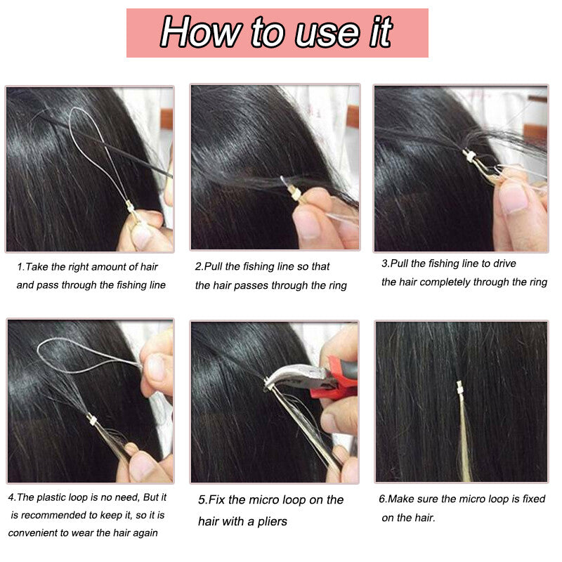 Remy Human Hair Extensions Full Head Micro Loop Beads - Multiple Colors & Lengths