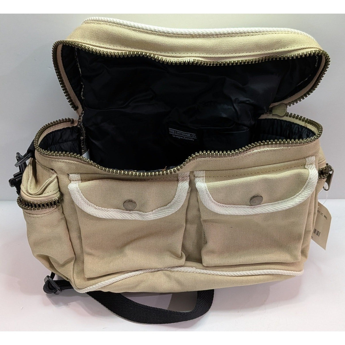 Khaki Canvas Cosmetic Bag Travel Organizer with Multiple Pockets