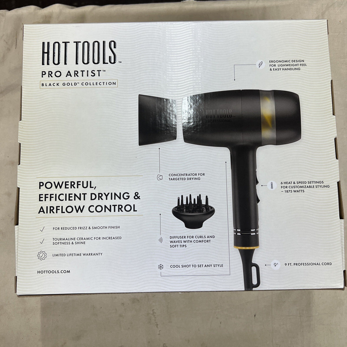 Hair Dryer Pro Artist Black Gold Collection - QuietAir Power Hair Dryer