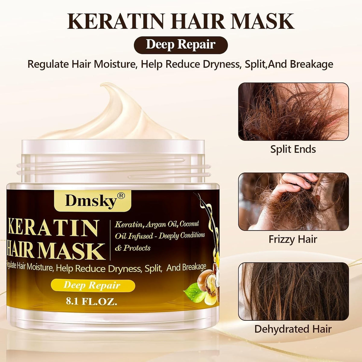 Keratin & Collagen Hair Mask - 2 Pack, 16.2 Fl Oz
