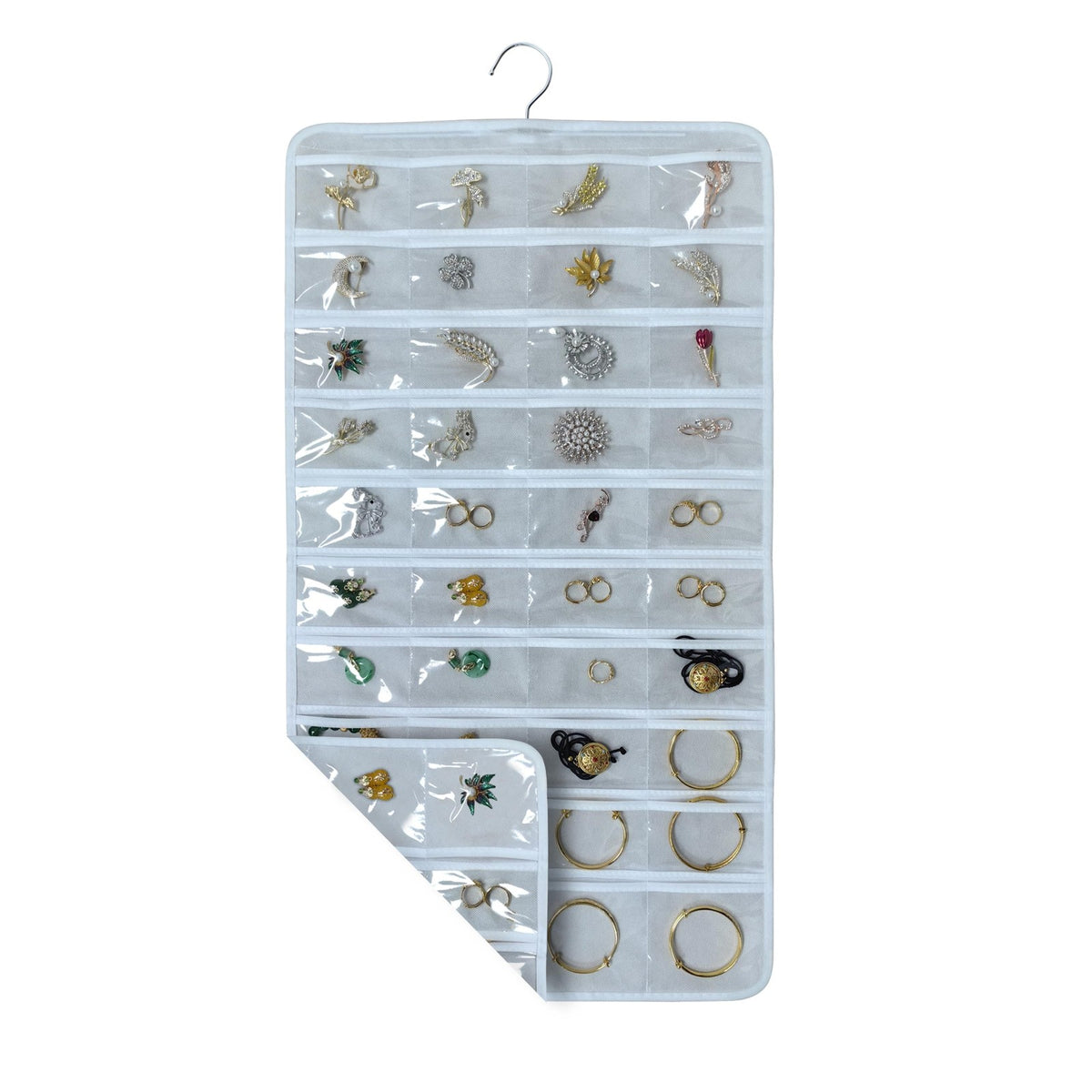 Hanging Jewelry Organizer Wall Door Double-Sided White Storage Solution