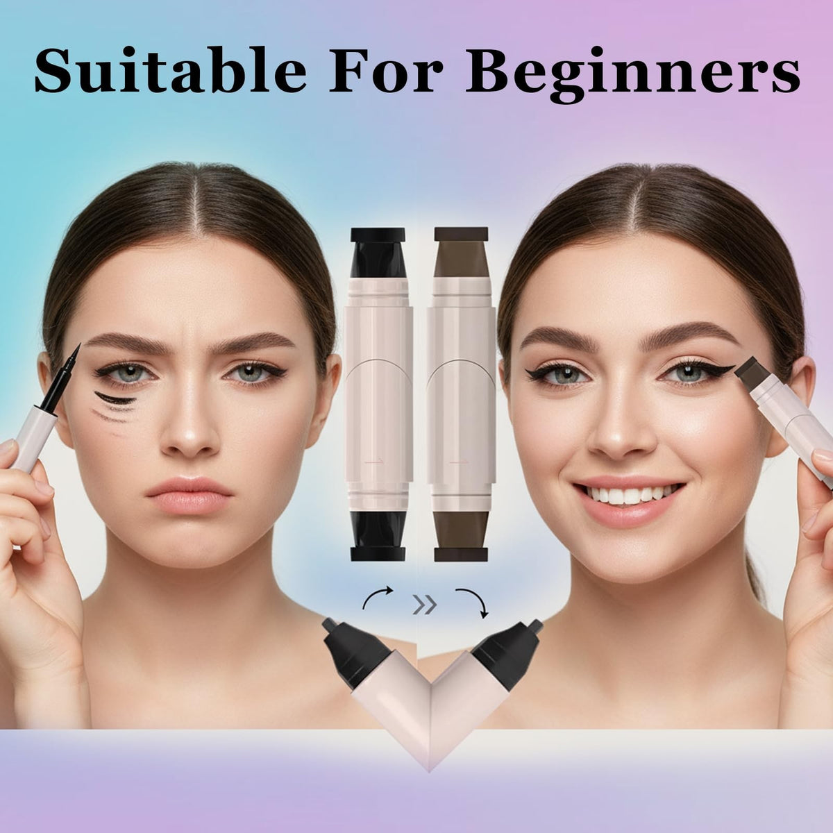 Winged Eyeliner Stamp Set - Foldable Gel Eyeliner Pencils for Flawless Cat Eye