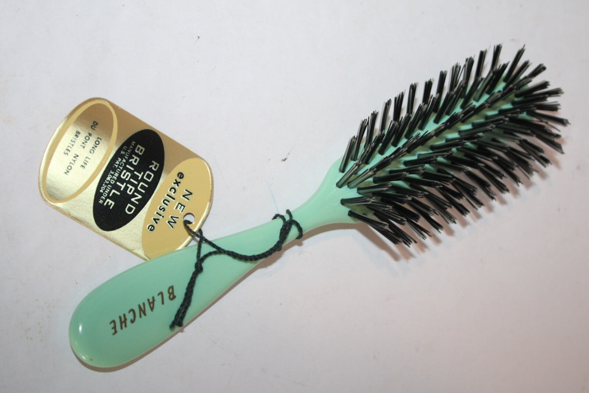 Vintage Green Hair Brush with Dupont Nylon Bristles - 7.5" Old Stock