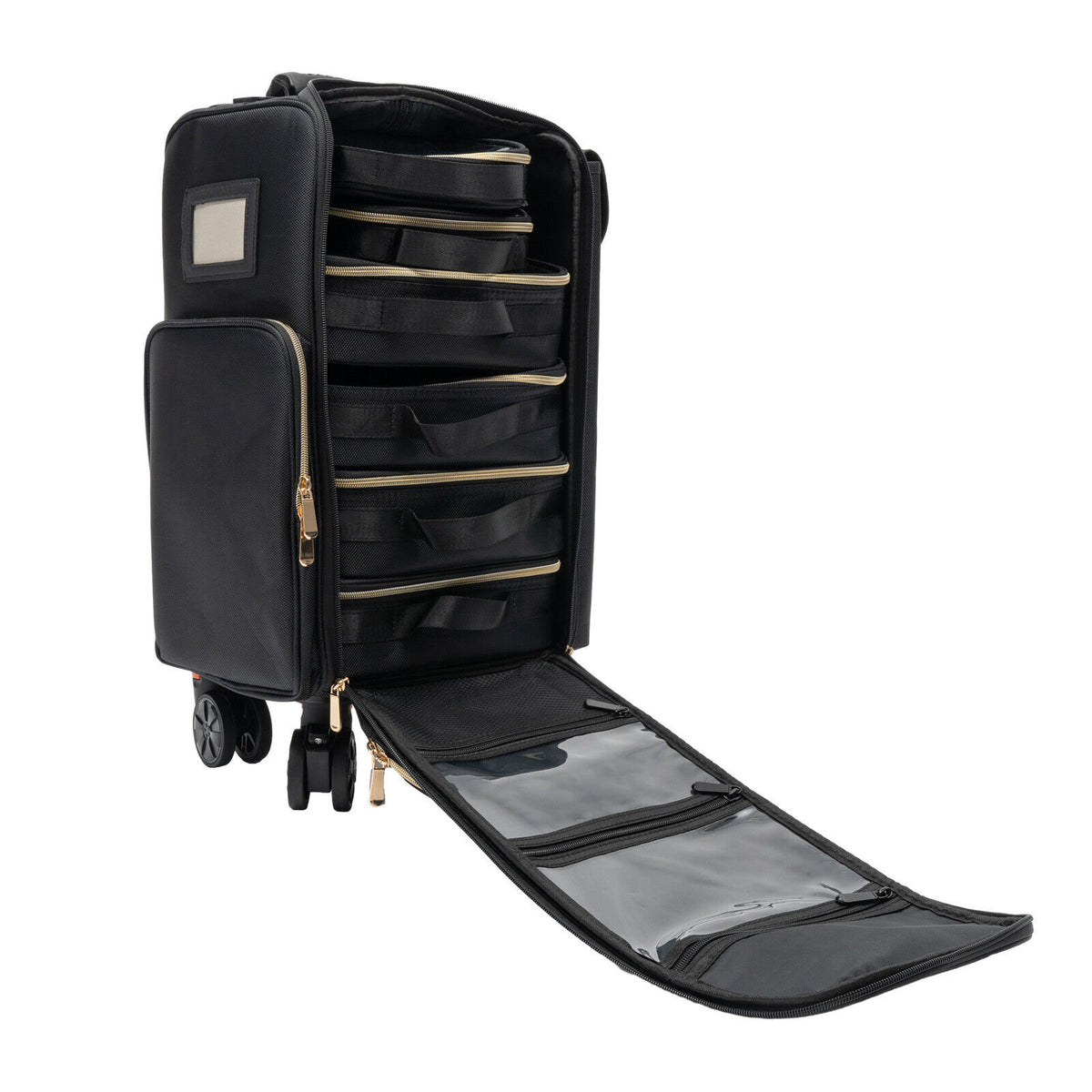 Rolling Makeup Train Case with 6 Cosmetic Bags, Professional Storage Organizer