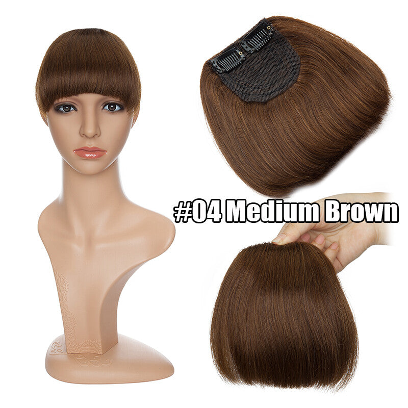 Women Remy Clip-In Hair Extensions Bangs Front Top Piece - Blonde & Dark Colors