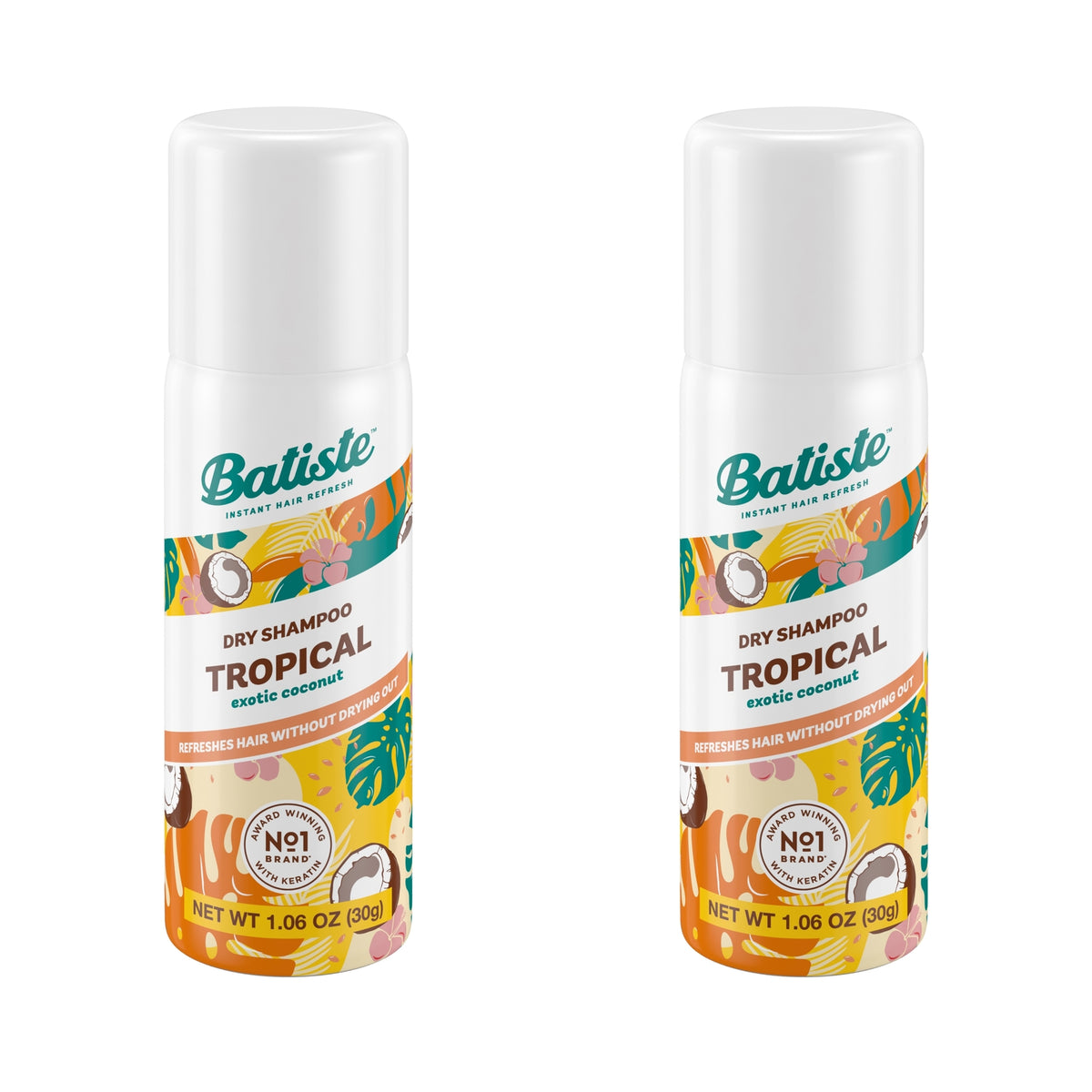 Dry Shampoo Set - Tropical Coconut & Exotic Scent, 1.6 Oz Each, 2 Pack