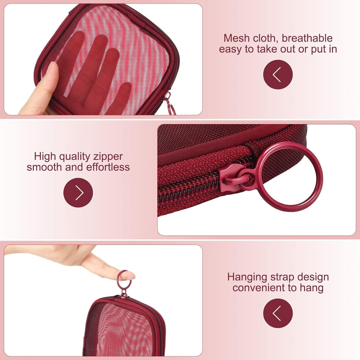 Mesh Makeup Bag Travel Toiletry Organizer Pouch - 4 Pack