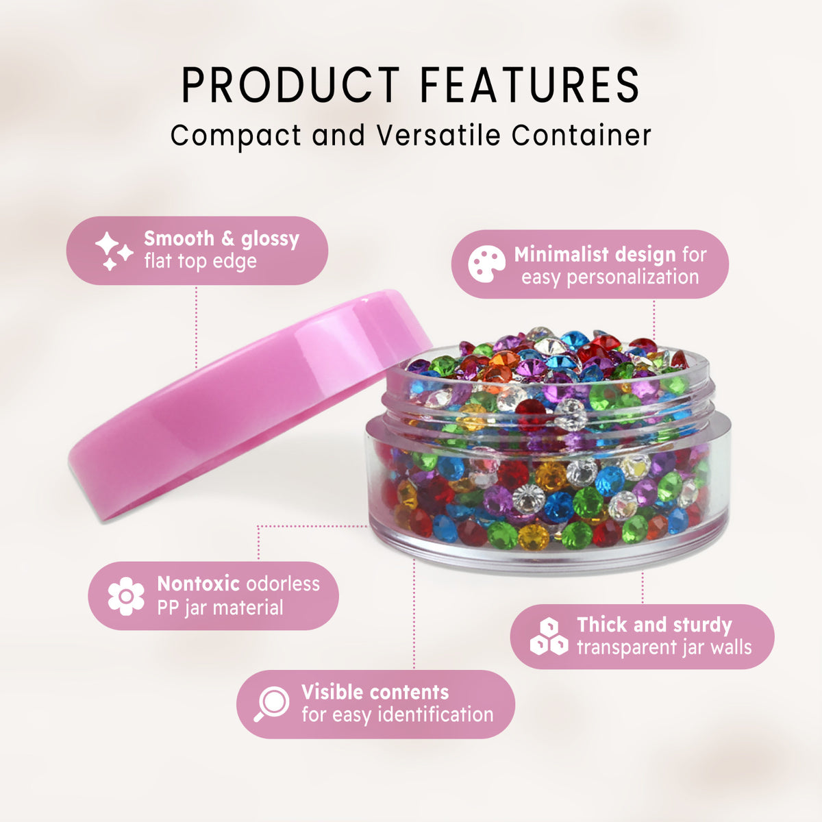600 Pcs 10G Clear Plastic Cosmetic Sample Jars with Pink Lids - Reusable Makeup & Skincare Containers