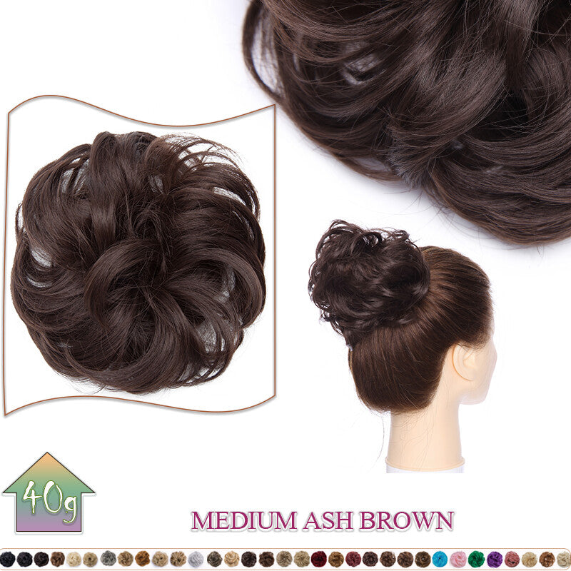 Curly Messy Bun Hair Extension Scrunchie Natural Updo Thick Human Hair