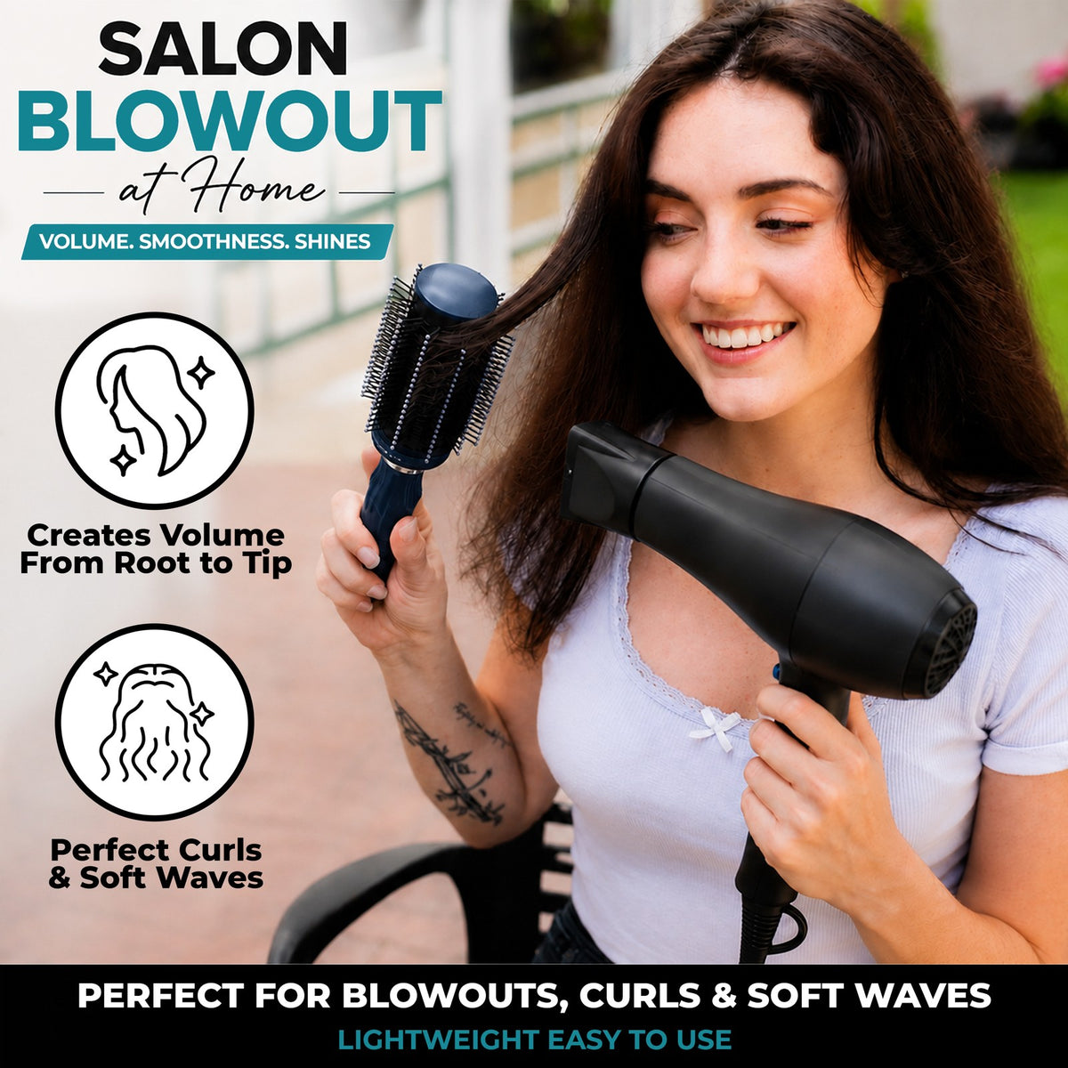 Self-Cleaning Retractable Hair Brush for Women - Navy