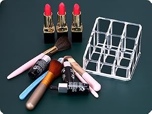 9-Slot Lipstick and Lip Gloss Organizer, Clear Acrylic Makeup Storage