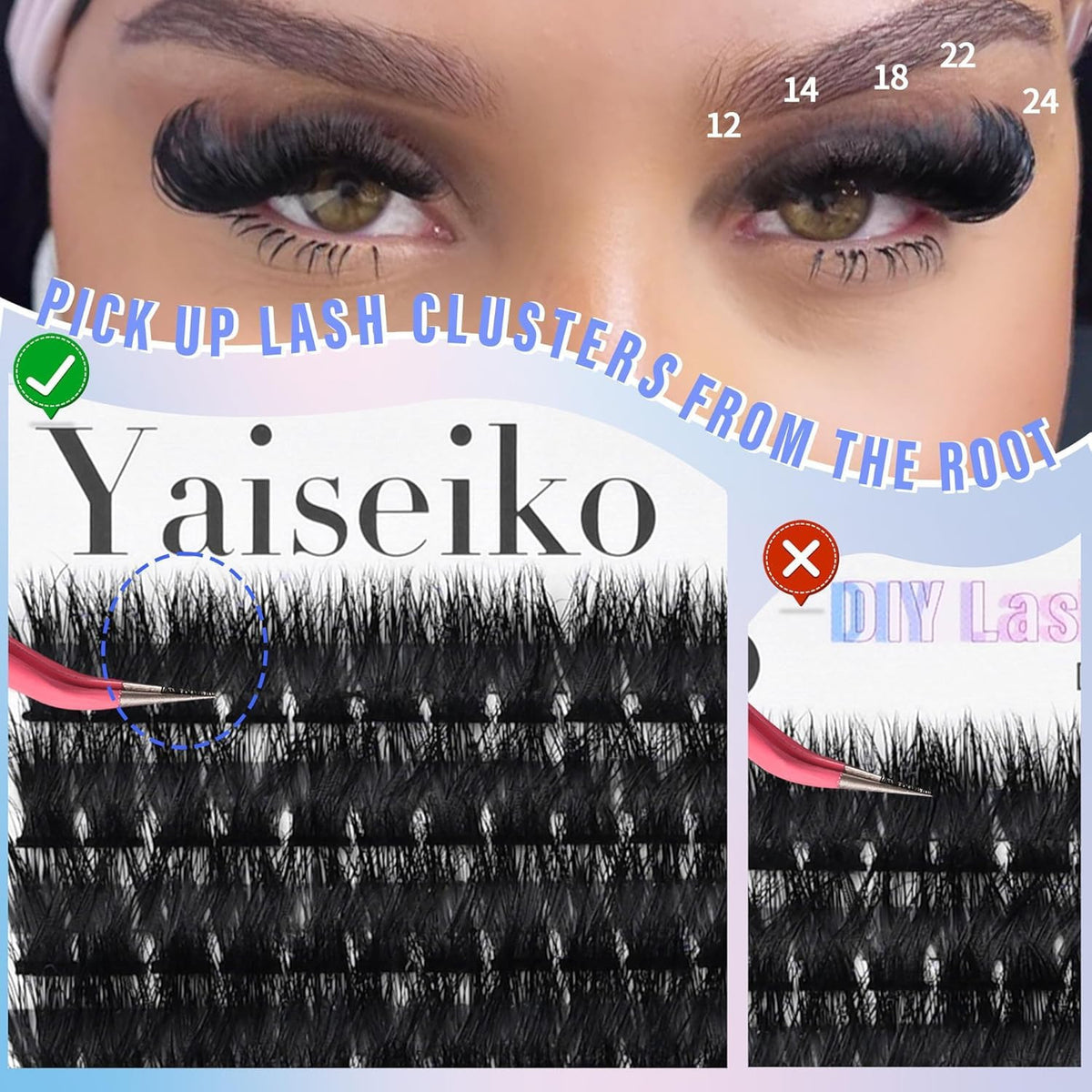 12-25mm Thick Cluster Eyelash Extensions 224Pcs Volume False Lashes