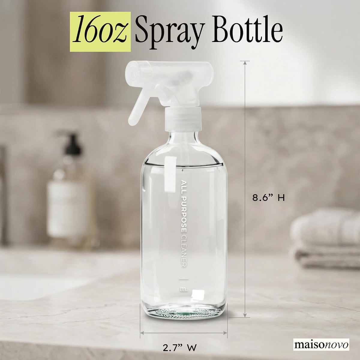 Glass Spray Bottle 16.9 oz Pack of 2 for Plants & Cleaning