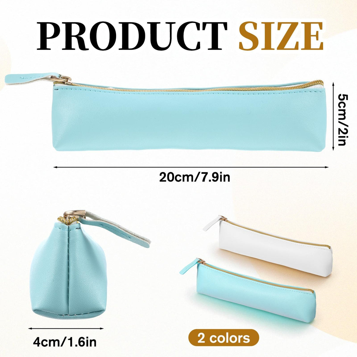 2 Pack Waterproof PU Leather Makeup Brush Cosmetic Bags Travel Organizer Blue & White