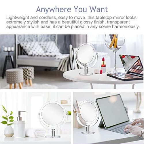 Double-Sided Vanity Makeup Mirror with 360° Swivel and 15X Magnification