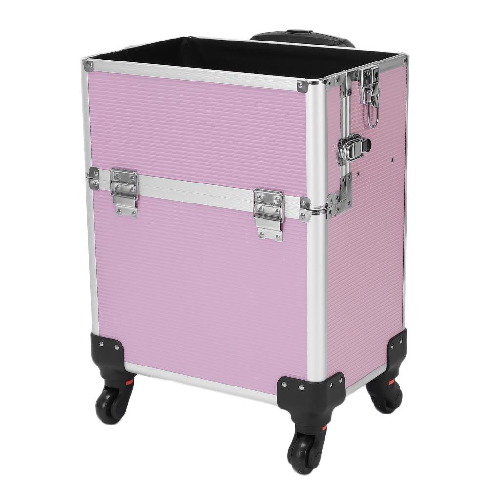 3-in-1 Aluminum Makeup Train Case with Lockable Trolley for Travel & Salon