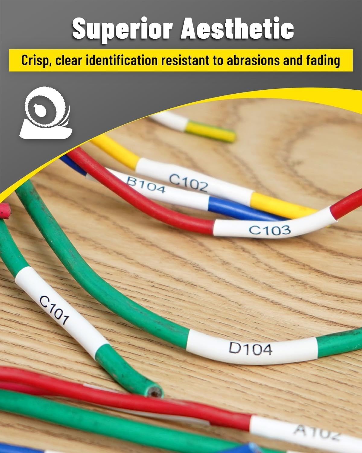 E1000 Heat Shrink Label Tapes 0.46'' (11.7mm) White on Black for PT-E560/HSe-231