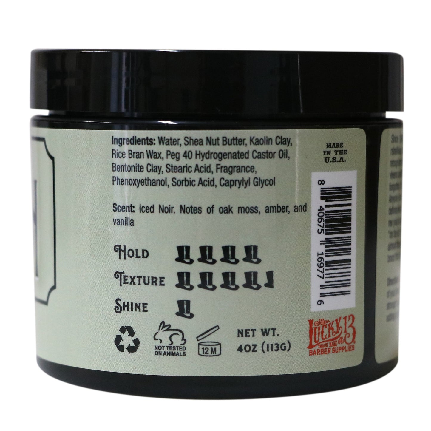 High Hold Matte Clay Pomade - 4oz Hair Styling Product with Iced Noir Scent
