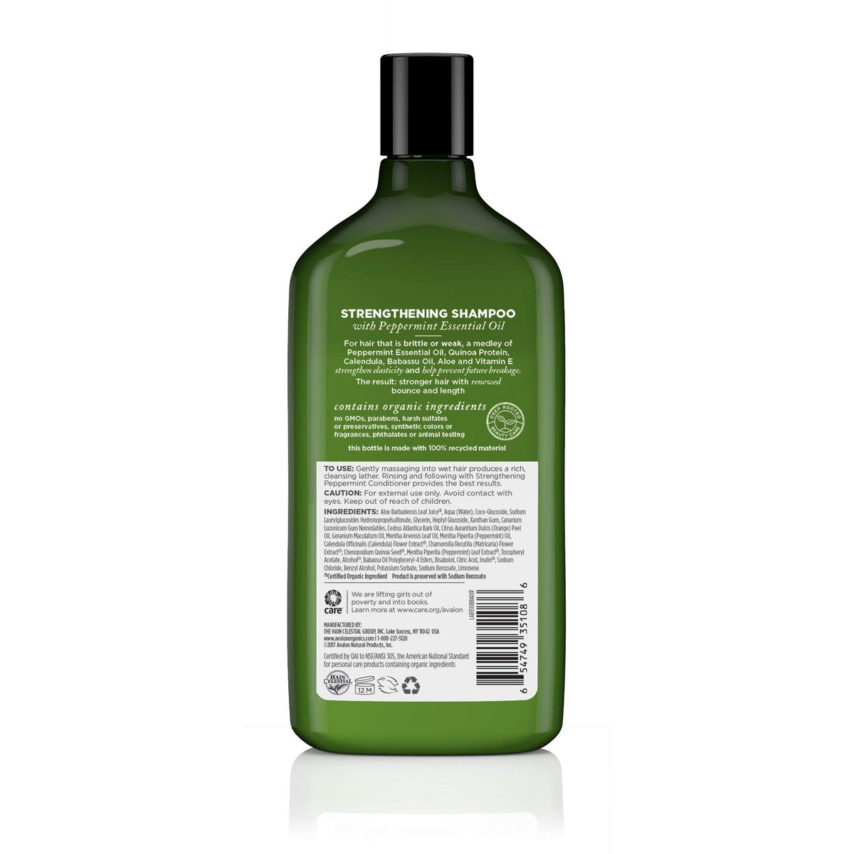 Peppermint Shampoo for Strengthening Hair - Avalon Organics, 11 oz (Pack of 3)