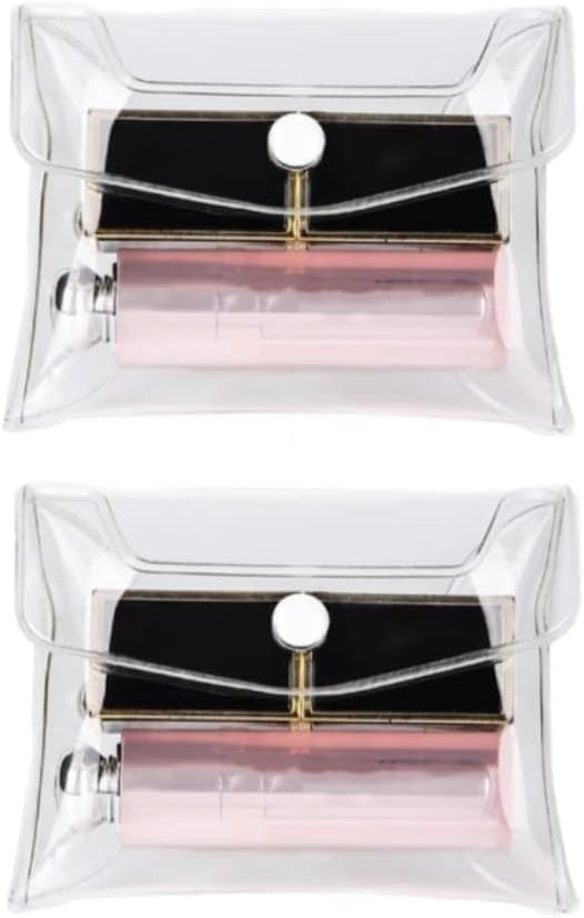 Mini Clear PVC Makeup Bags Set of 2 Travel Cosmetic Organizer Pouches