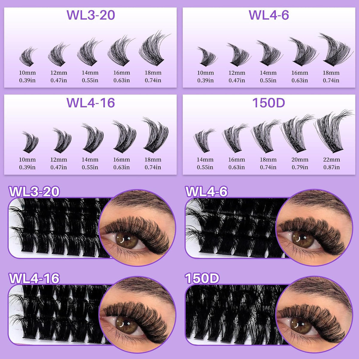 460PCS Cluster Eyelash Extensions Kit - 4 Styles DIY False Lashes