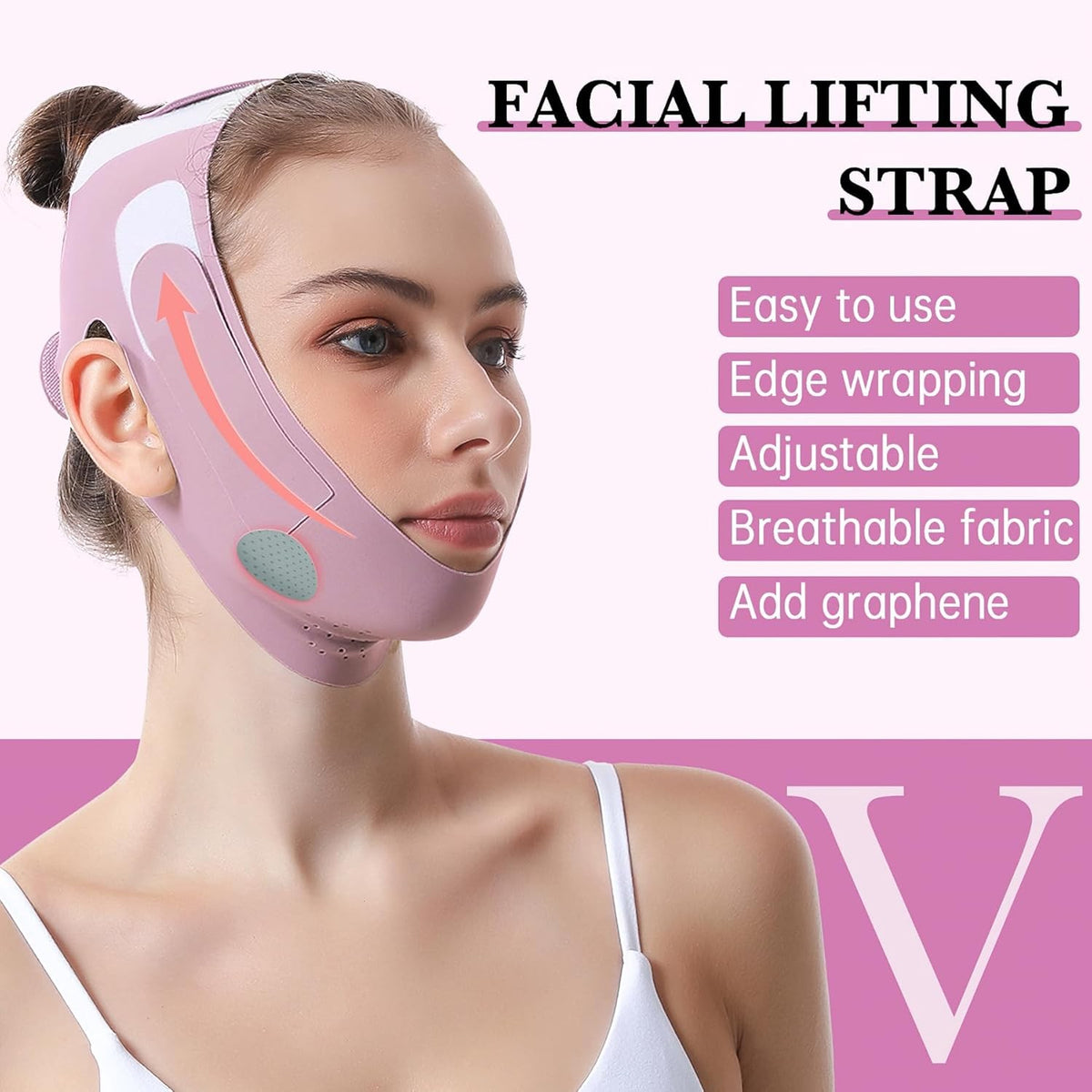 V Line Lifting Mask Chin Strap for Sleep, Reusable Face Slimming Band Purple