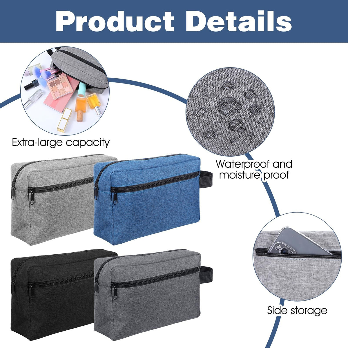 Waterproof Travel Toiletry Bag Set with Handles - 12 pcs Organizer for Men Women