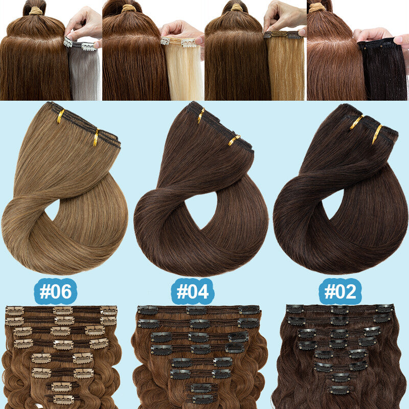 Thick Double Weft Clip-In Human Hair Extensions Full Head 150-170g