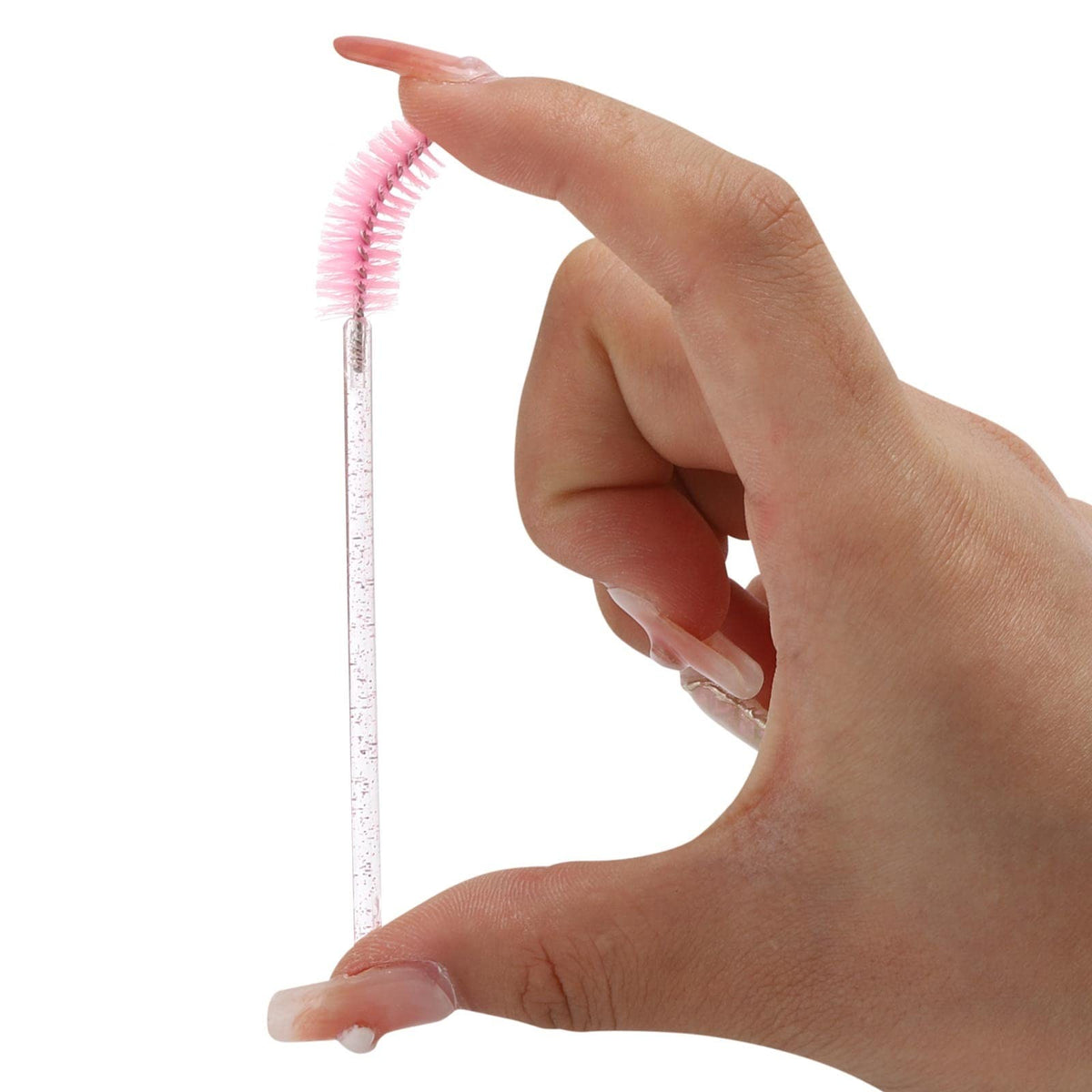 Disposable Mascara Wands and Eyebrow Spoolies Set - Pink, 100 Pcs