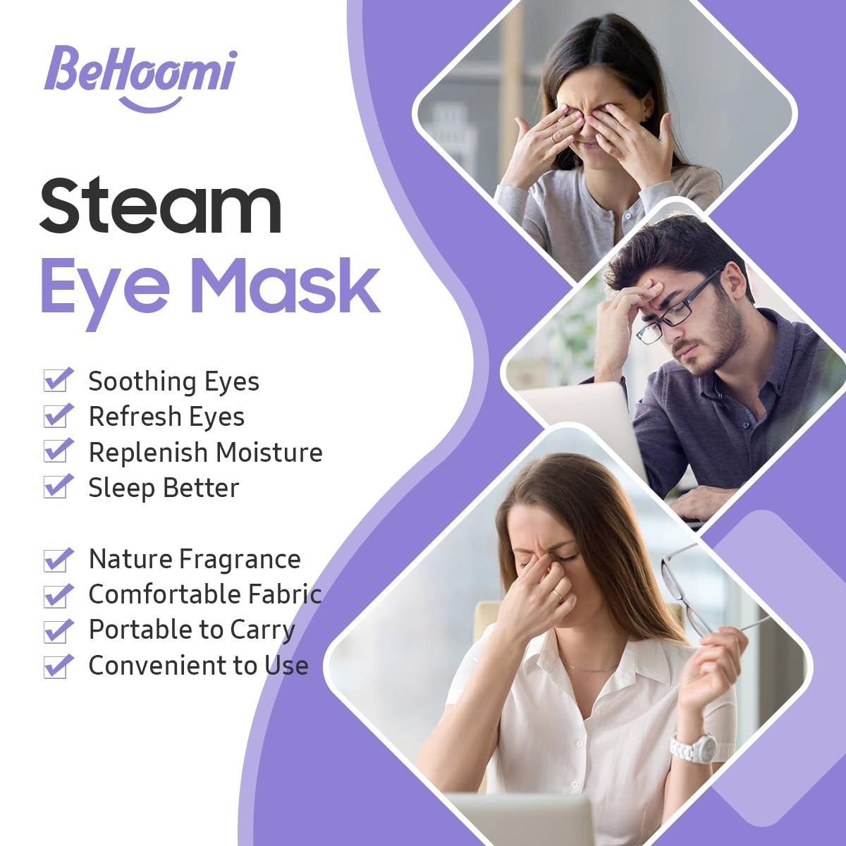 Travel Lavender Scented Eye Masks for Puffy Eyes Relief - 10 Pack
