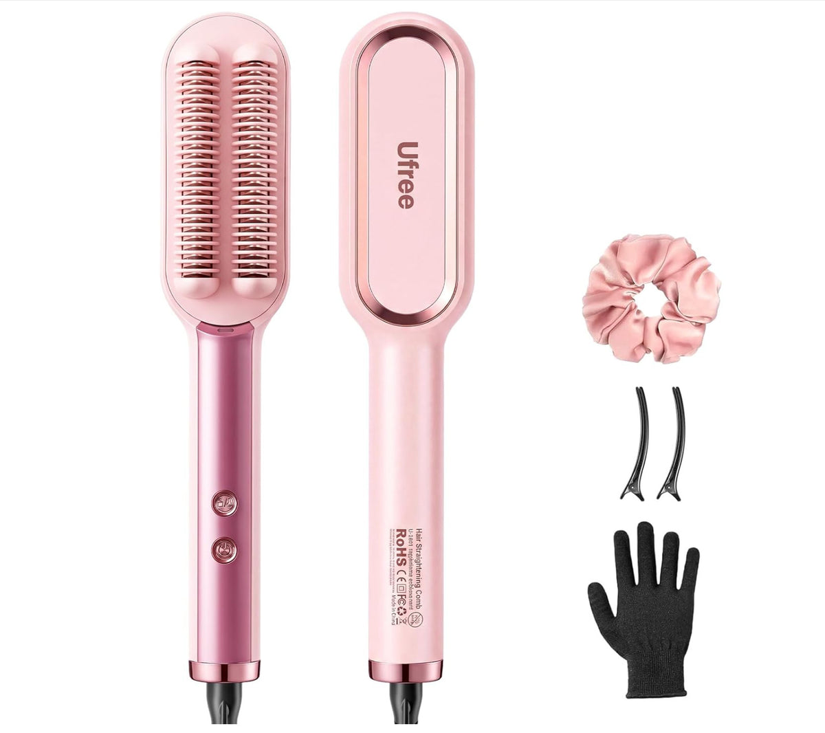 Negative Ions Hair Straightener Brush with LED Display, 9 Heat Settings Dual Voltage