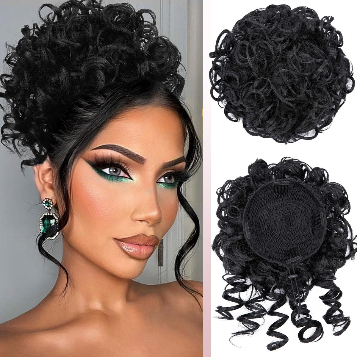 Messy Bun Hair Drawstring Curly Hairpieces for Updos and Thick Hair