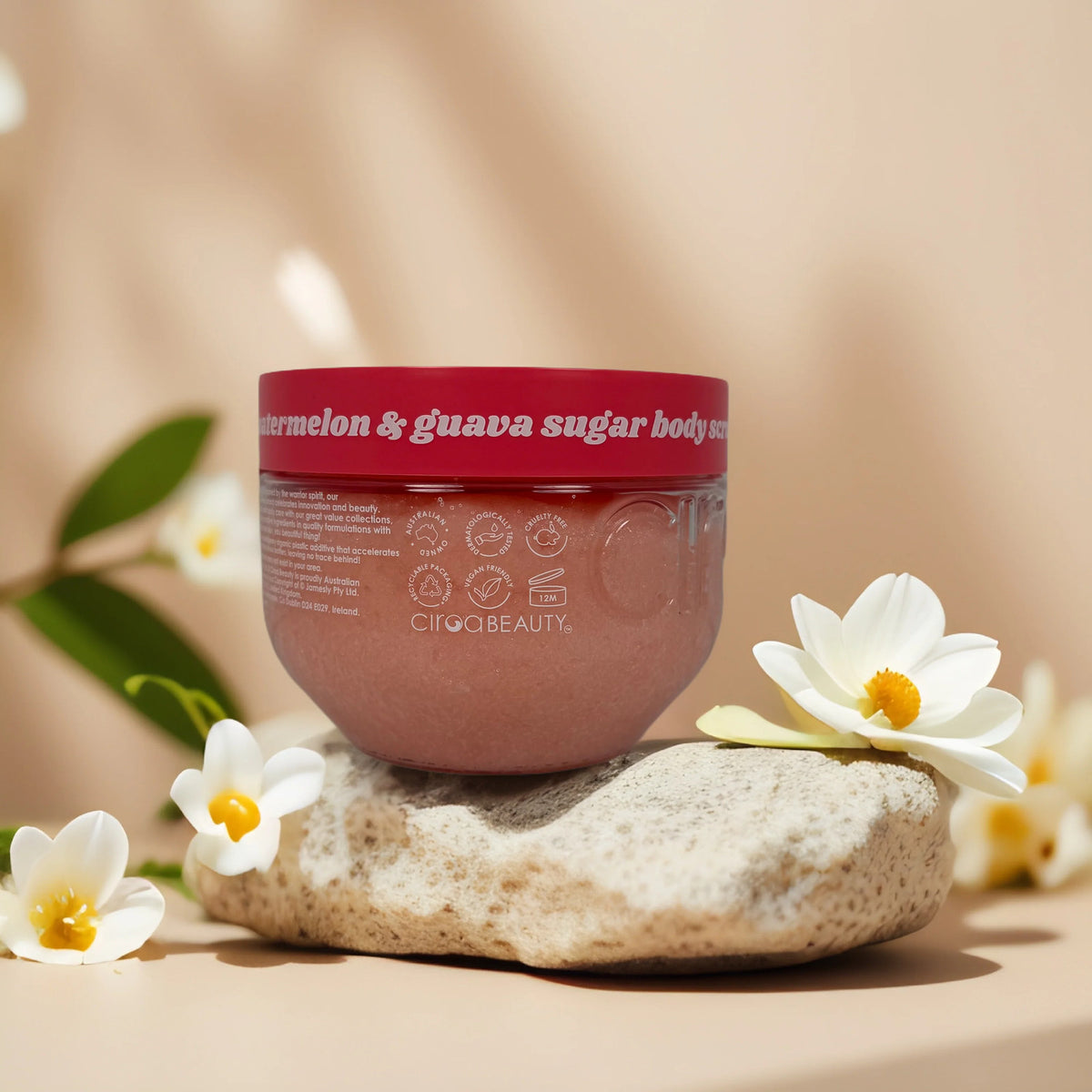 Watermelon & Guava Body Scrub - Hydrating Sugar Exfoliant with Shea & Jojoba