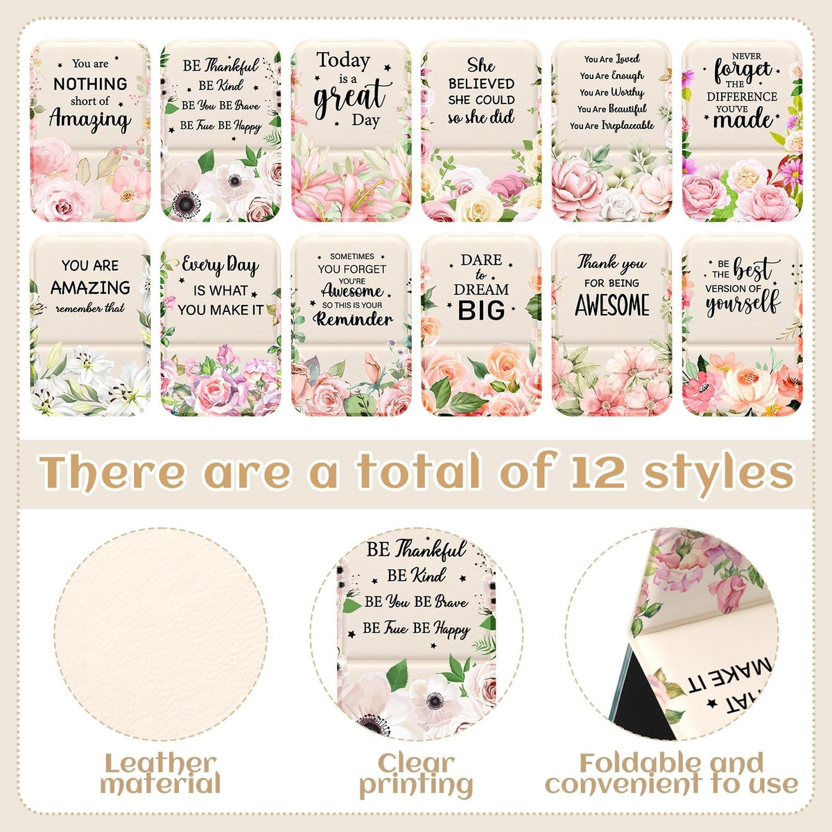 12-Pack Portable Floral Compact Mirrors for Women - Gift Set