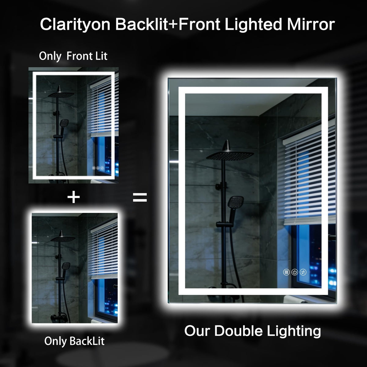 24x32 Inch LED Bathroom Mirror with Lights, Anti-Fog Wall Vanity Mirror