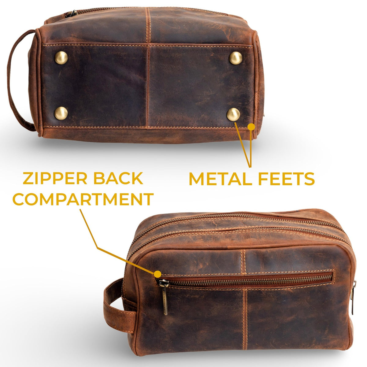 Leather Travel Toiletry Bag for Men Women Waterproof Organizer