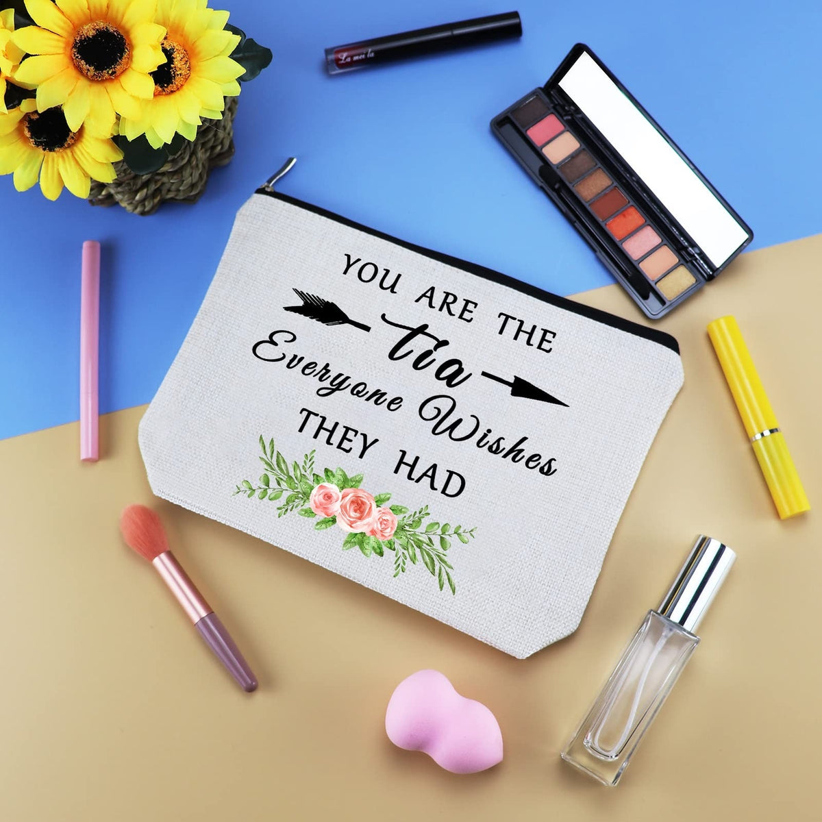 Personalized Aunt Makeup Bag - Niece & Nephew Gift Travel Cosmetic Organizer