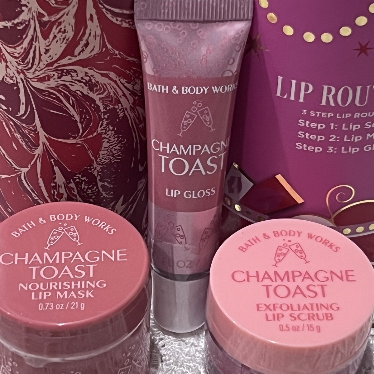 Lip Gloss, Lip Scrub & Lip Mask Gift Set - Champagne Toast 3 Piece