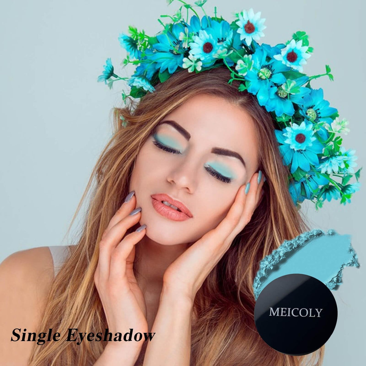 Light Blue Single Matte Eyeshadow with Mirror - Vibrant, Long-Wear Makeup