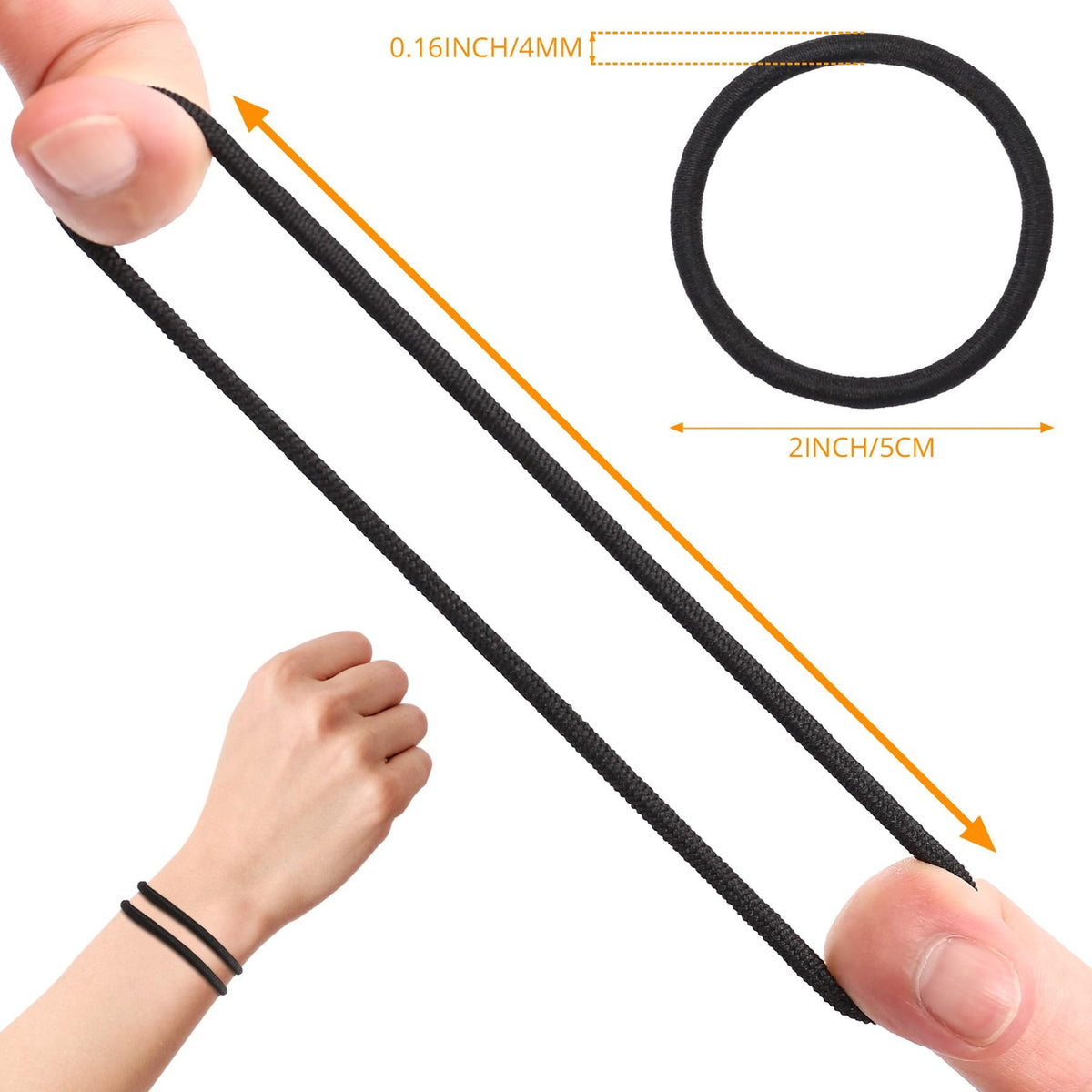 180Pcs Black Hair Ties No Damage Value Size 1 Count (Pack of 180),