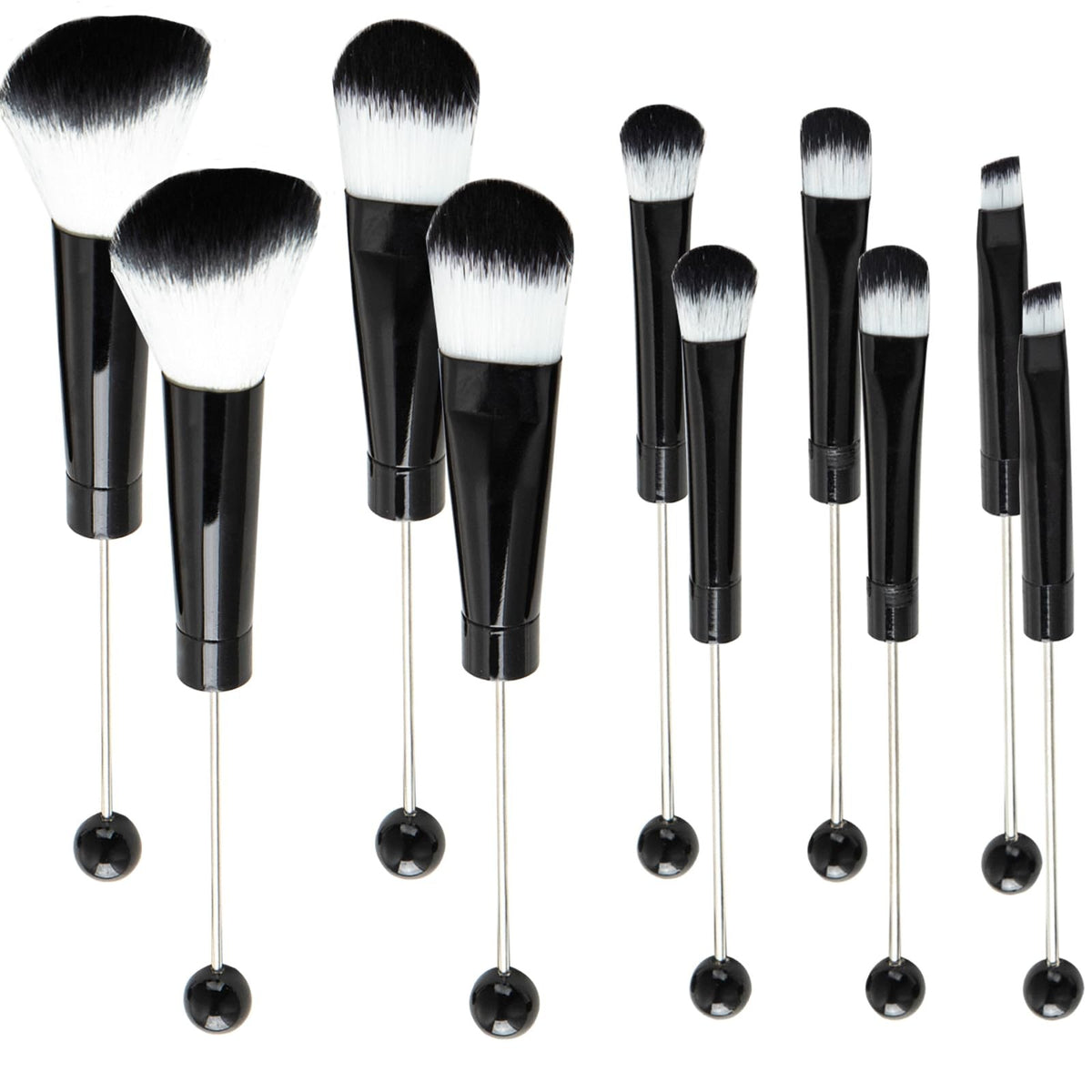 Beadable Makeup Brush Kit 10 Pieces DIY Cosmetic Brushes for Eye & Face