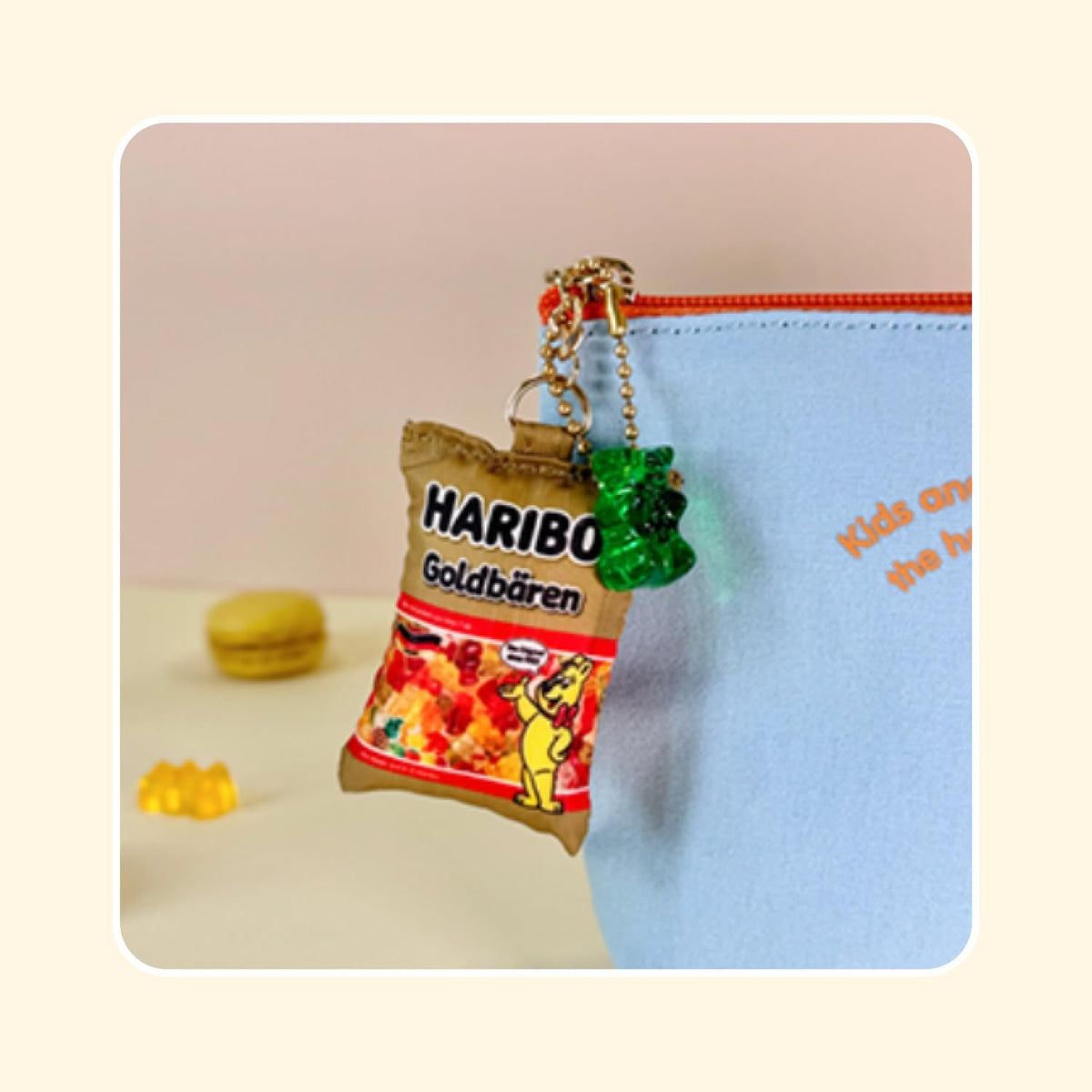 Cute Haribo Gummy Bear Zipper Pouch - Portable Cotton & Polyester Bag for Makeup and Small Items
