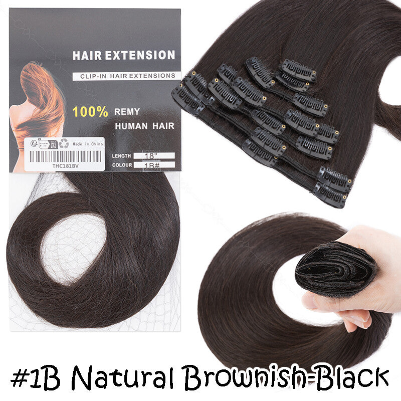 Clip-In Human Hair Extensions Full Head Remy Hair - Multiple Colors & Lengths