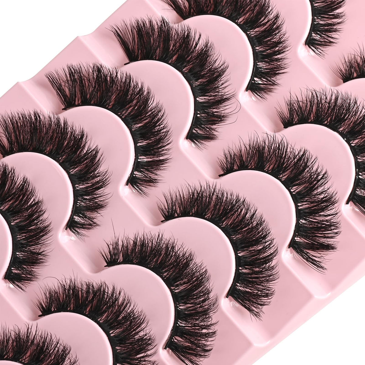 Cat Eye False Eyelashes Fluffy Wispy 7 Pairs Reusable Flared Lashes