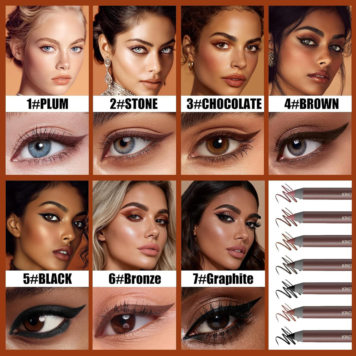 Waterproof Long Lasting Eyeliner Pencil - Smudge-Proof Plum Eye Makeup