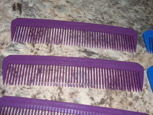 Vintage Purple and Blue Pocket Comb Set - Unbreakable 8 Pack Purse Combs